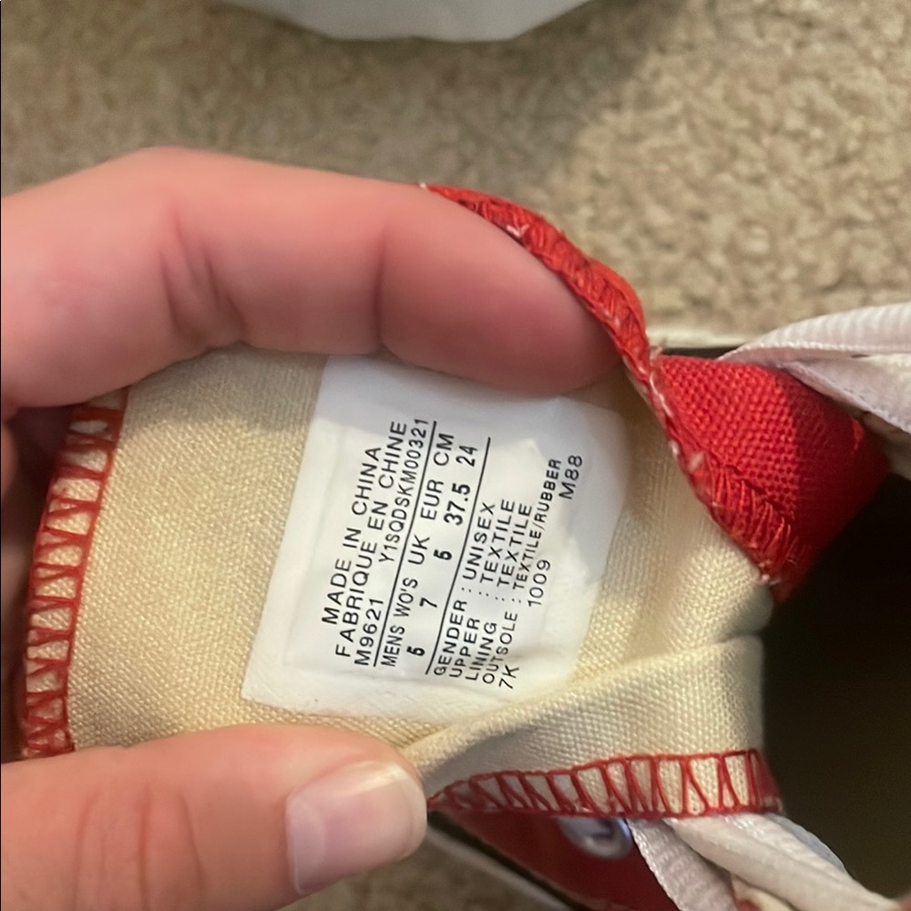 Converse Red and White Classic High-Top Sneakers - Picture 2 of 3